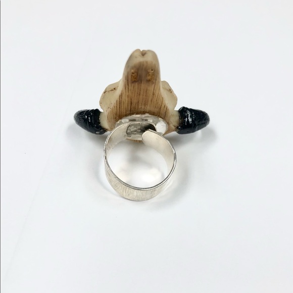 Native Rainbow Cow Skull Adjustable Ring - Picture 4 of 7